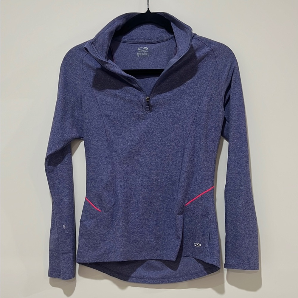 Champion Gray and Pink Fitted Long Sleeve Sweatshirt